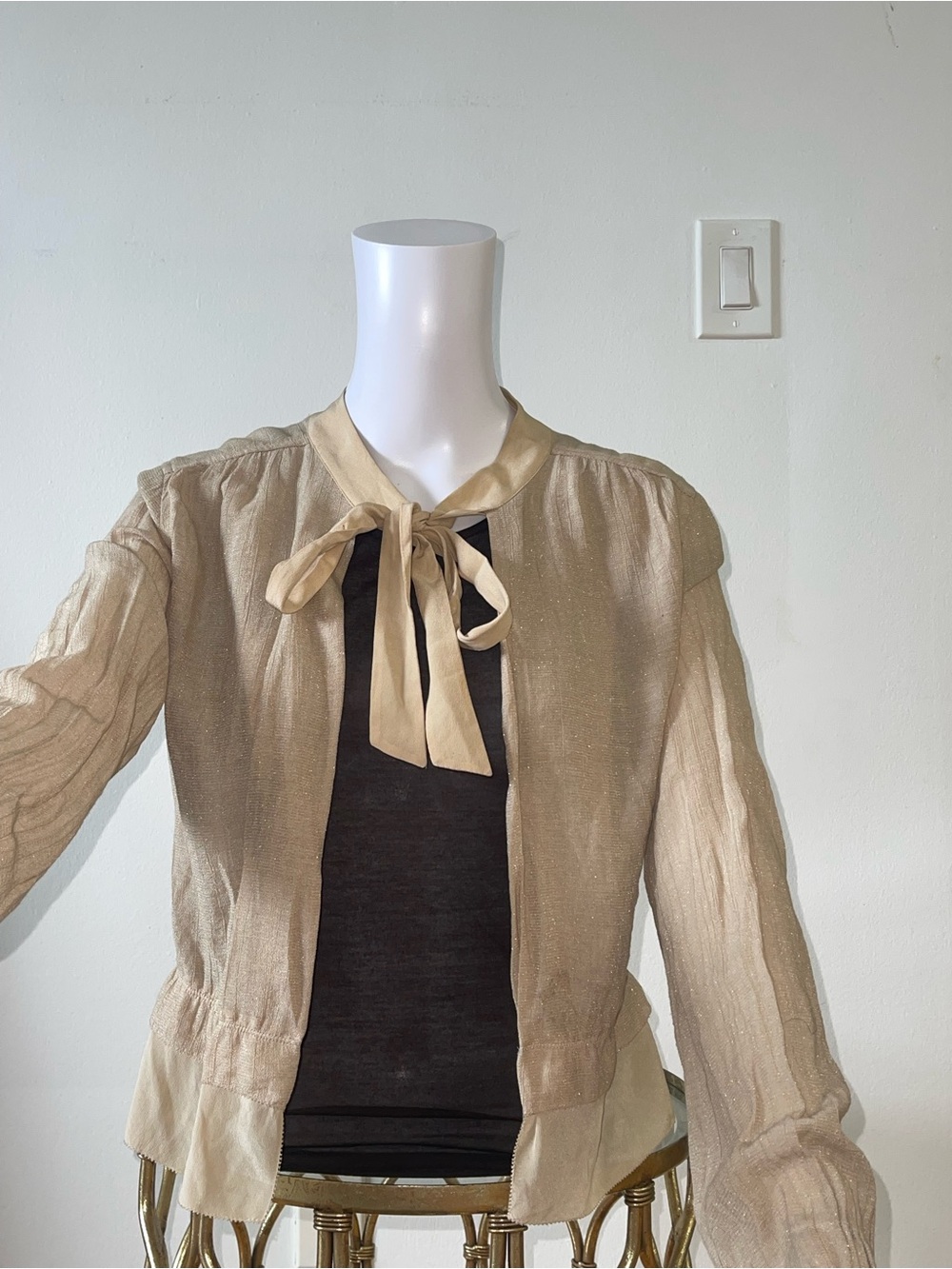 Xs Cream Sheer Blouse / Cape